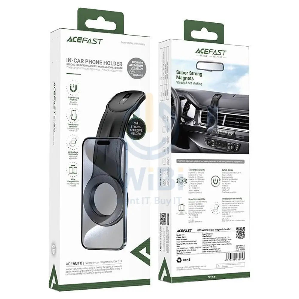 ACEFAST D19 Car Mount Magnetic Holder - Black Accessories > Mobiles & Tablets > Mobiles > Mobile Holder / Stands