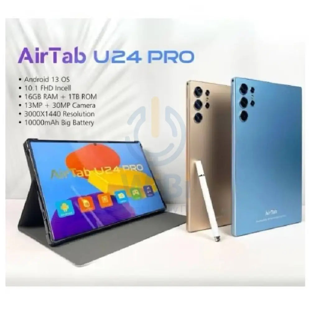 جهاز AirTab U24 برو مع لوحة مفاتيح / 10.1 بوصة FHD / 16 جيجابايت / 1 تيرابايت / 5جي / أسود هواتف تابلت