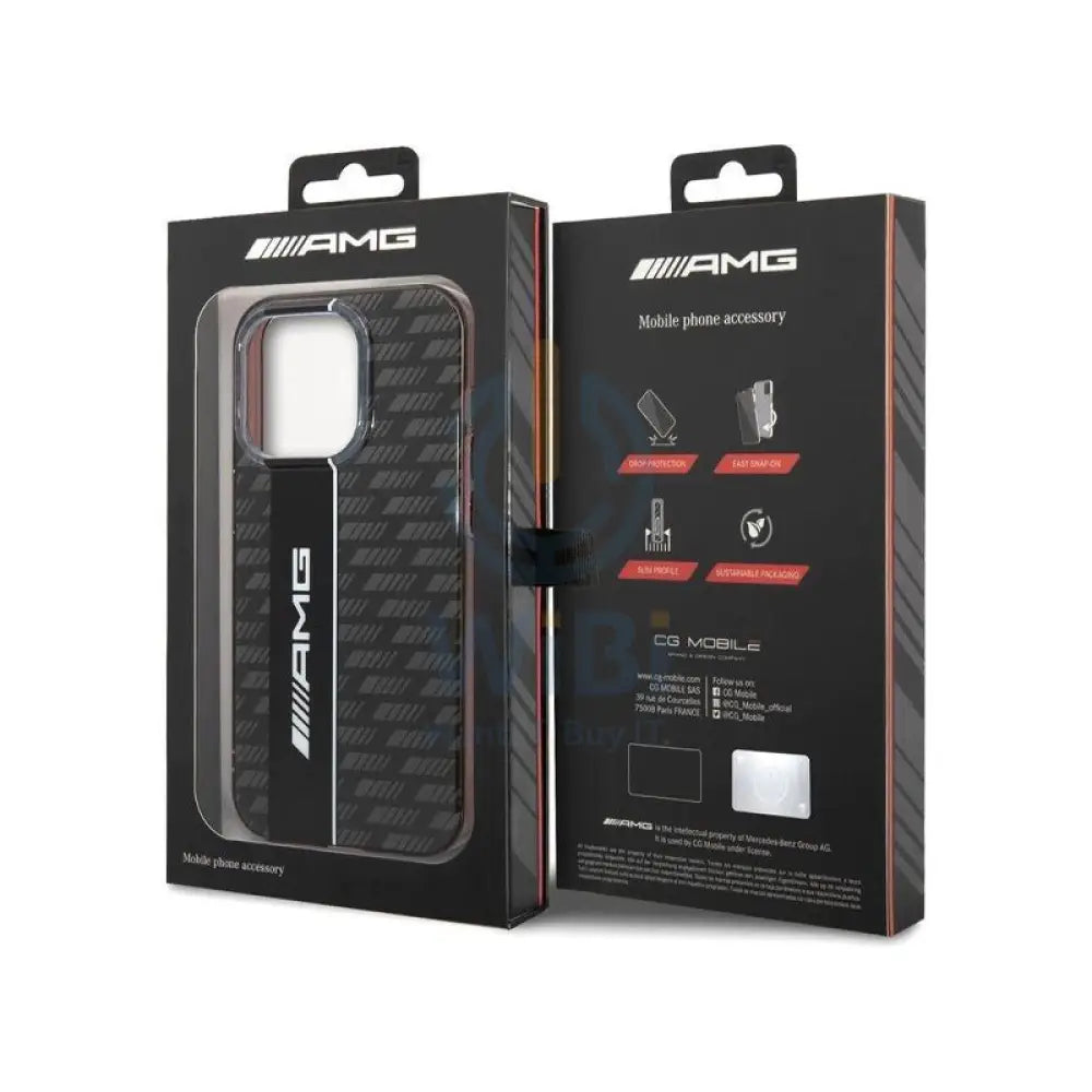 AMG Apple iPhone 14 Pro Max Transparent Double Layer Case with Carbon Pattern II - Black Accessories > Mobiles &