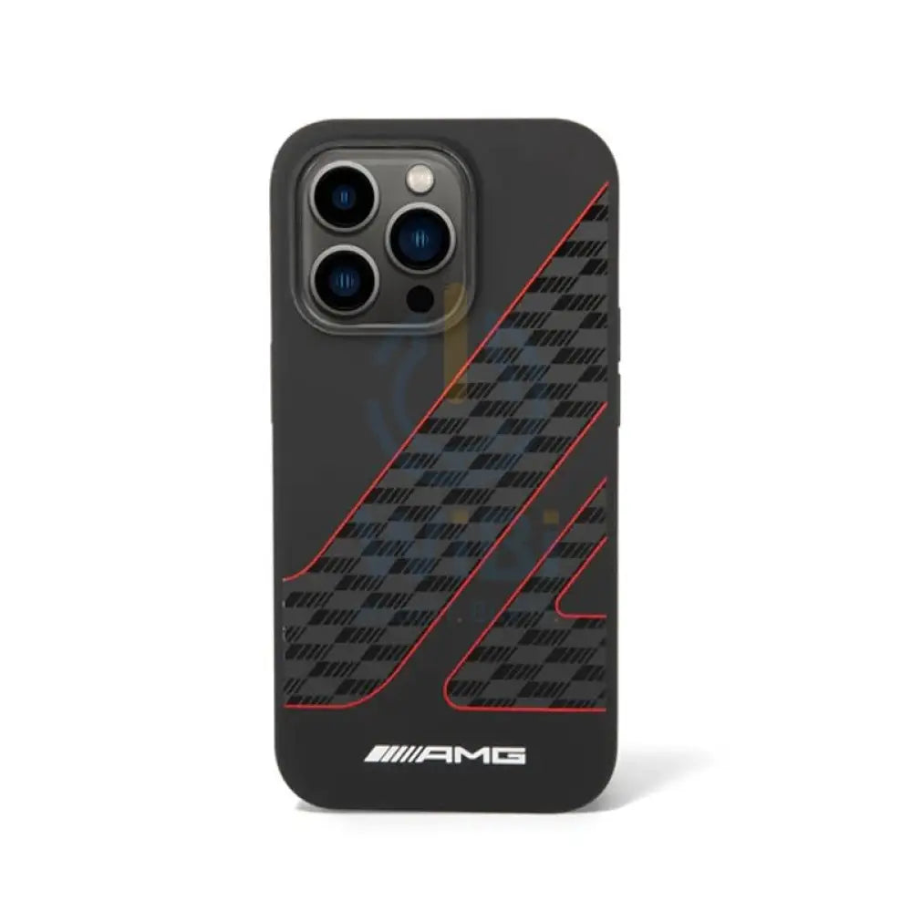 AMG Liquid Silicone Case Checkered Flag Pattern - Apple iPhone 14 Pro Max / Black / Red Accessories > Mobiles & Tablets