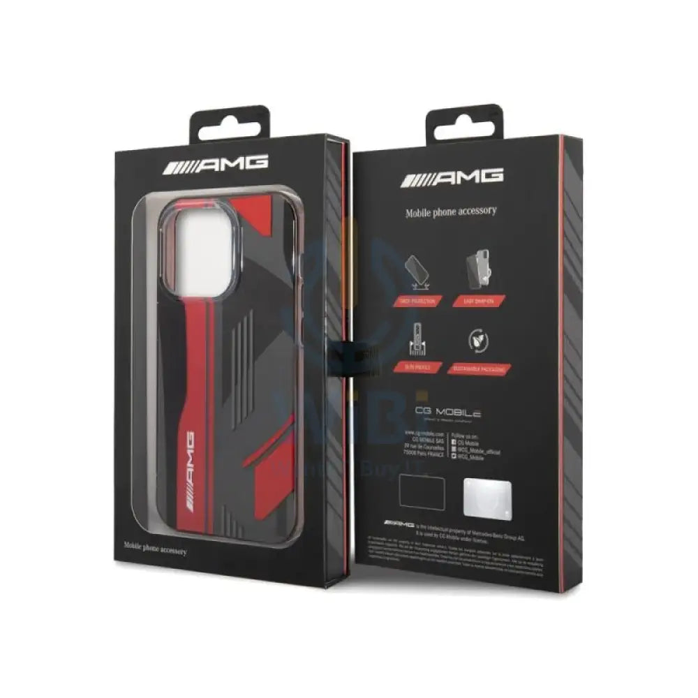 AMG Transparent Double Layer Expressive Graphic Design Case for Apple iPhone 14 Pro Max - Black/Red Accessories >