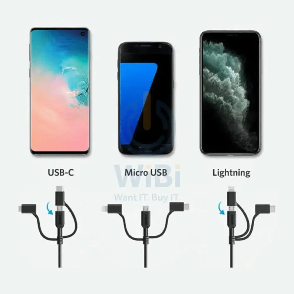 انكر 3 في 1 باورلاين 2 (0.9 م) C89 - أسود اكسسوارات > كبلات محولات > كبلات > عرض منطقة