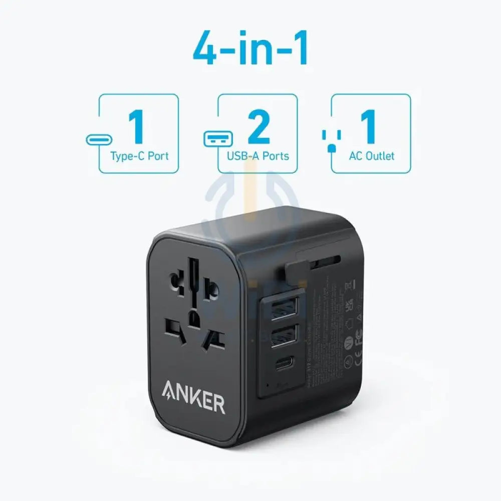 Anker 312 (4-in-1) Outlet Extender - 1x AC Outlet / 30W / 2x USB-A / 1x USB-C / Black Accessories > Power Adapters >