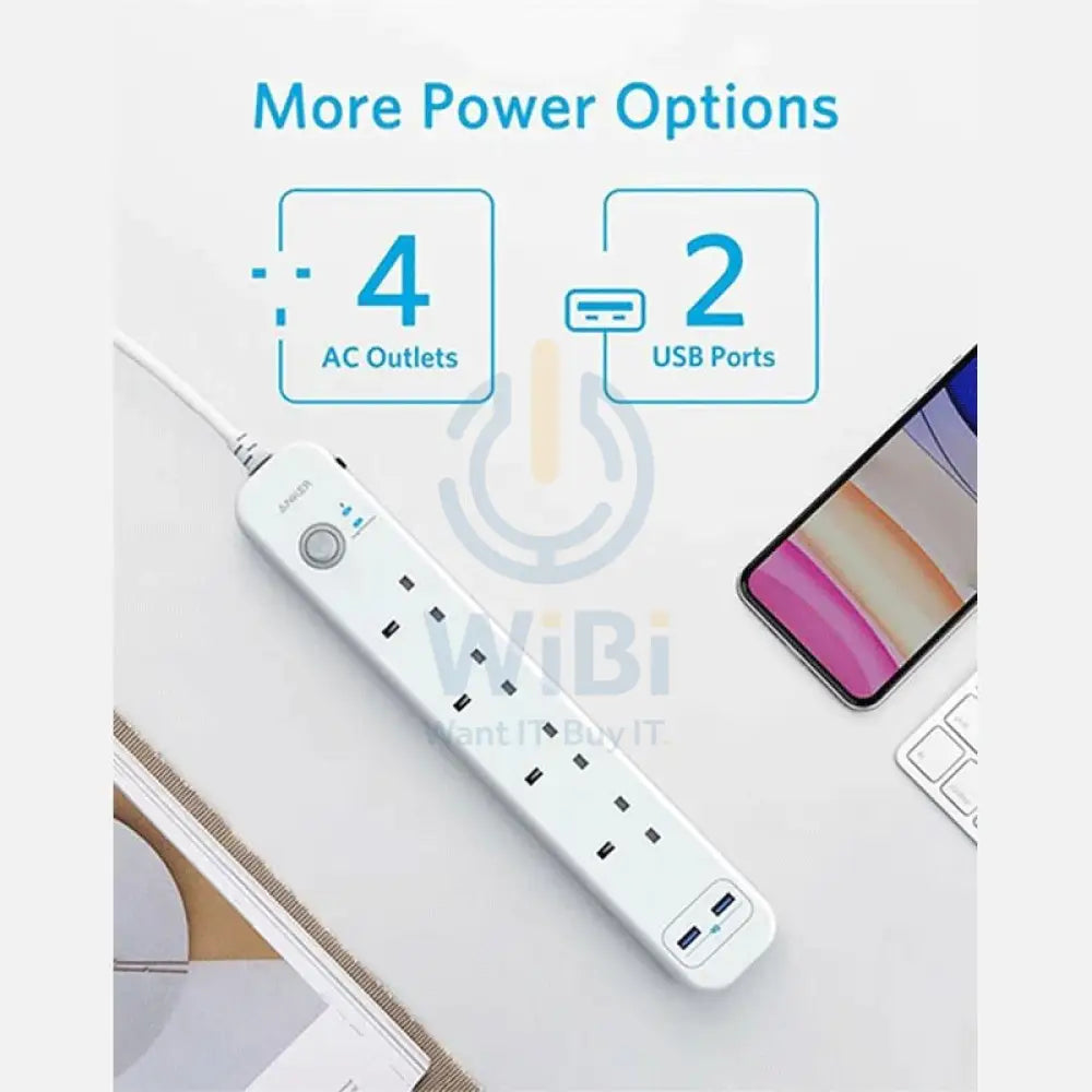 Anker 322 4-in-1 Extension Power Socket - 2x USB-A / 2m Cable Length / White Accessories > Power > Power Protection >