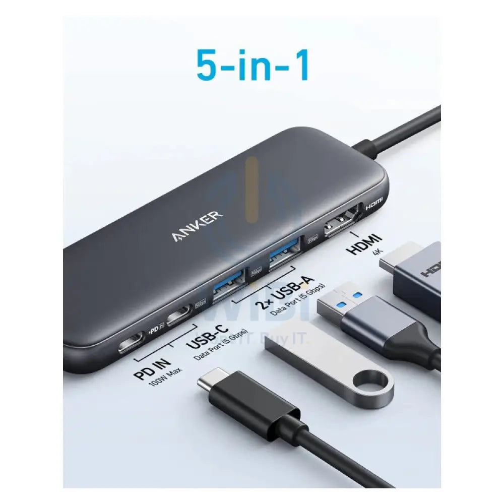Anker 332 USB-C Hub (5-in-1) - Black Accessories > Cables & Converters > Cables