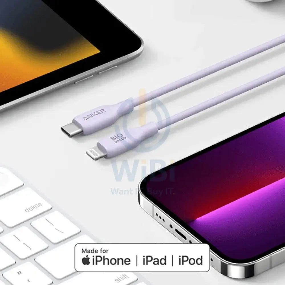 Anker 542 USB-C to Lightning Cable (Bio-Based) (1.8m/6ft) -Violet Accessories > Cables & Converters > Cables > Offer