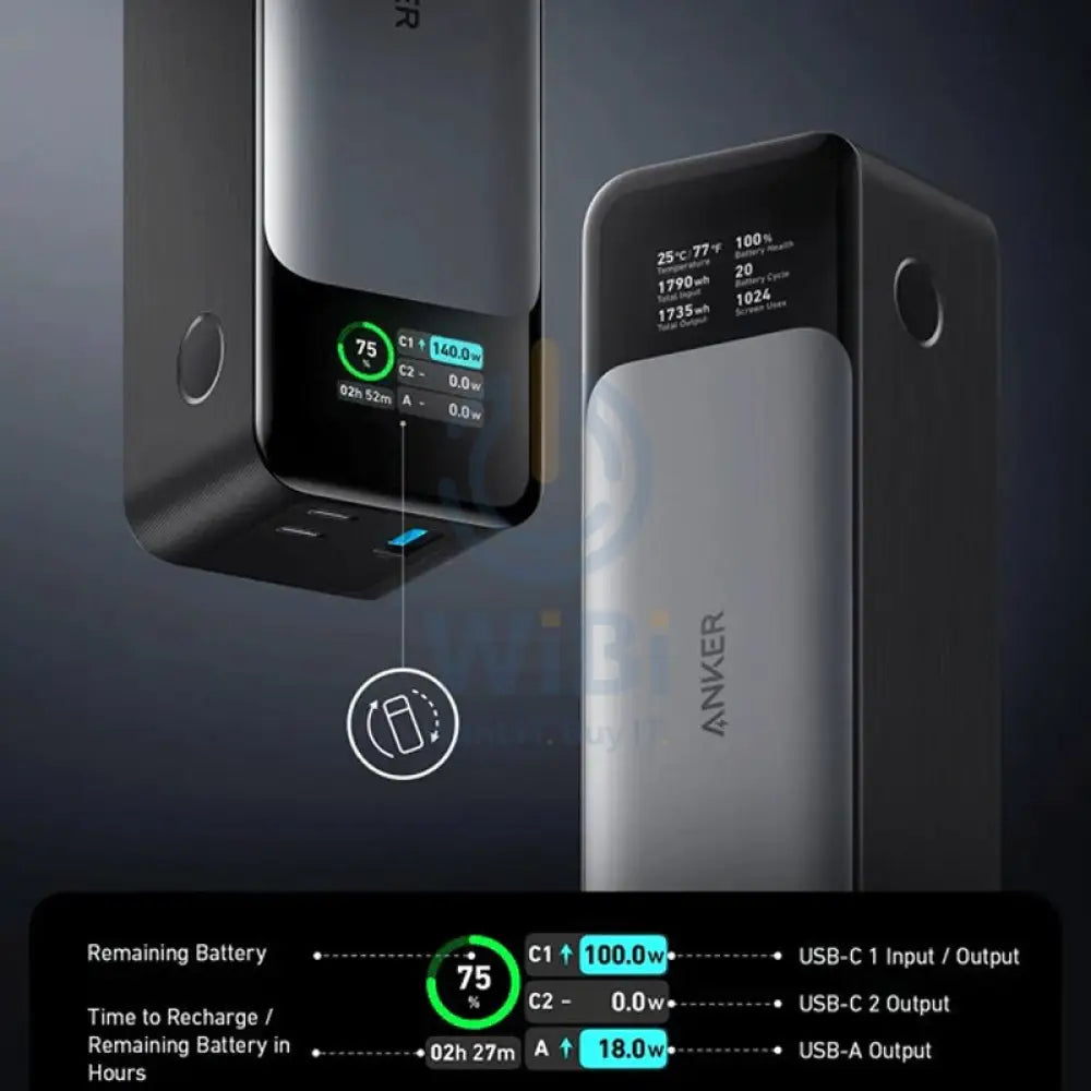 Anker 737 Power Bank GaNPrime 24000 PD 140W -Black Accessories > Power Bank