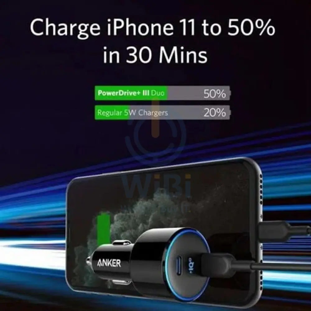 Anker PowerDrive + III Duo Black 48W & PIQ 3 - Black Accessories > Power Adapters