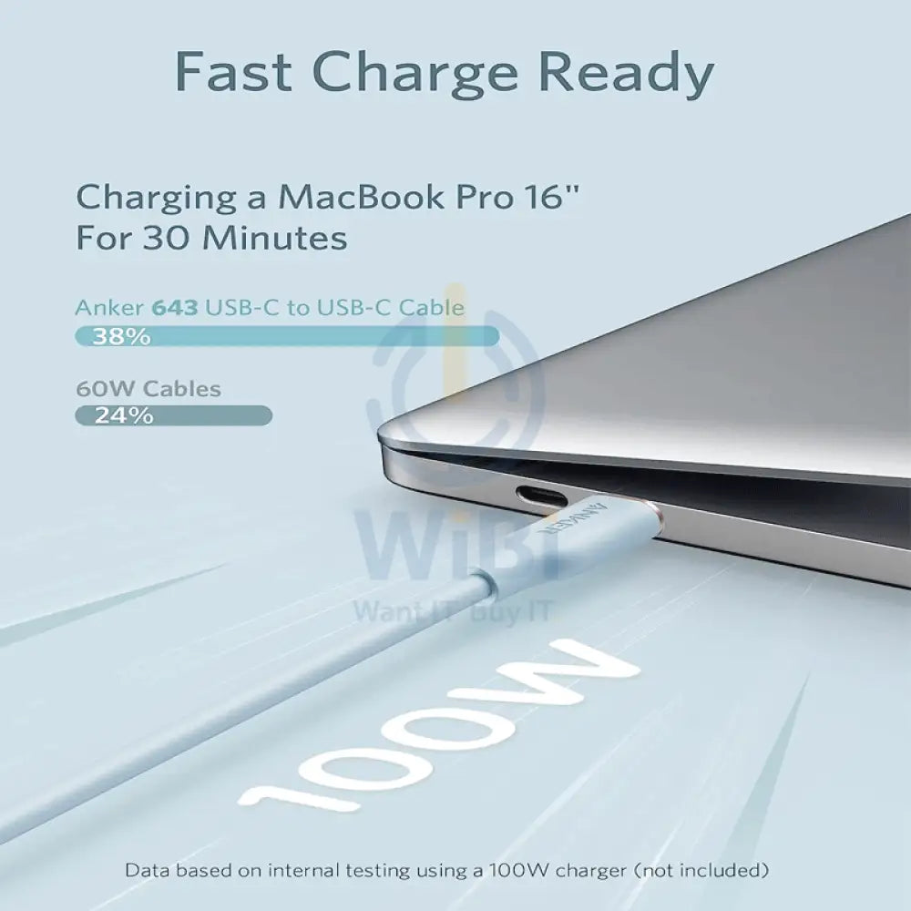 Anker Super Strong PowerLine lll Flow - USB-C / 100W / 3ft / Misty Blue Accessories > Cables & Converters > Cables