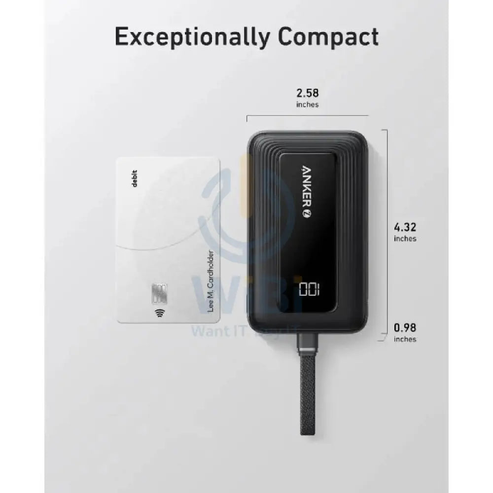 Anker Zolo Power Bank Built-In USB-C Cable - 10,000mAh / 30W / Black Accessories > Power Bank