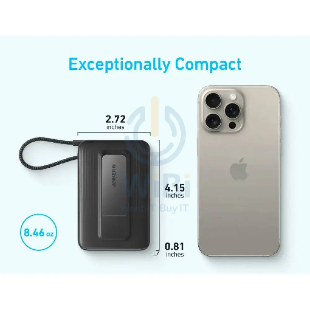 Anker Zolo Wireless Power Bank With Built-In USB-C Cable - 10,000mAh / 30W / Black Accessories > Power Bank