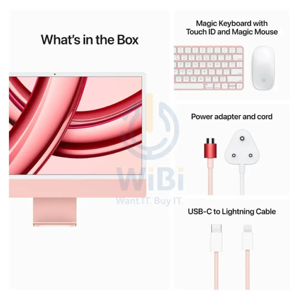 Apple iMac - 24’’ / M3 / 8-Core CPU / 10-Core GPU / 16-Core Neural Engine / 8GB RAM / 512GB SSD / Arb/Eng / Pink / 1YW