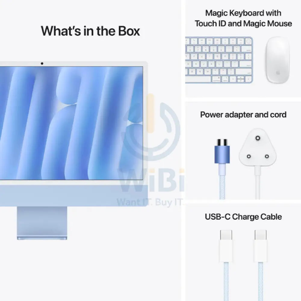 Apple iMac - 24’’ / M4 / 8-Core CPU / 8-Core GPU / 16 Core Neural Engine / 16GB RAM / 256GB SSD / Blue / 1YW Desktop &