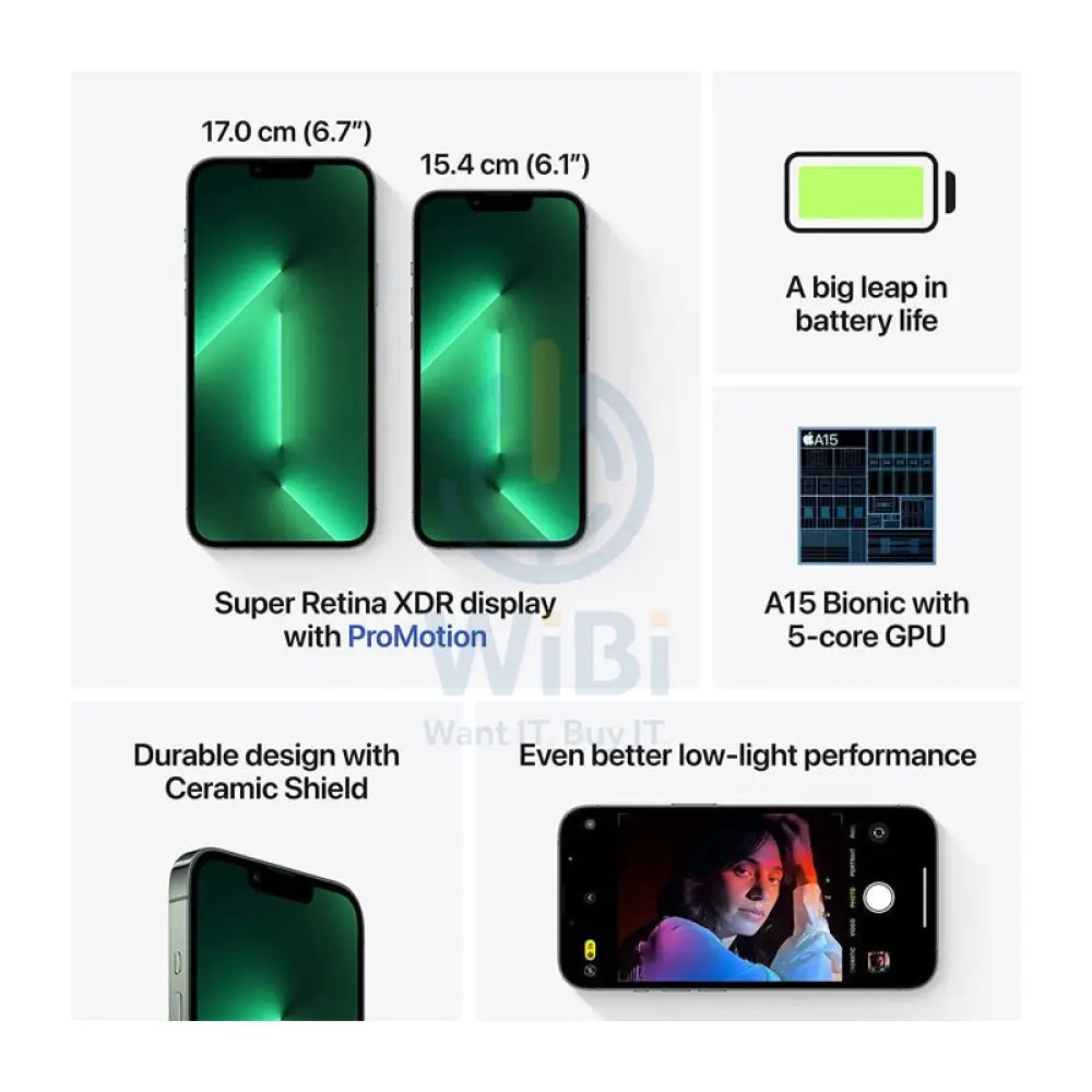 Apple iPhone 13 Pro - 128GB / 6.1" Super Retina XDR / Wi-Fi / 5G / Green - Mobile