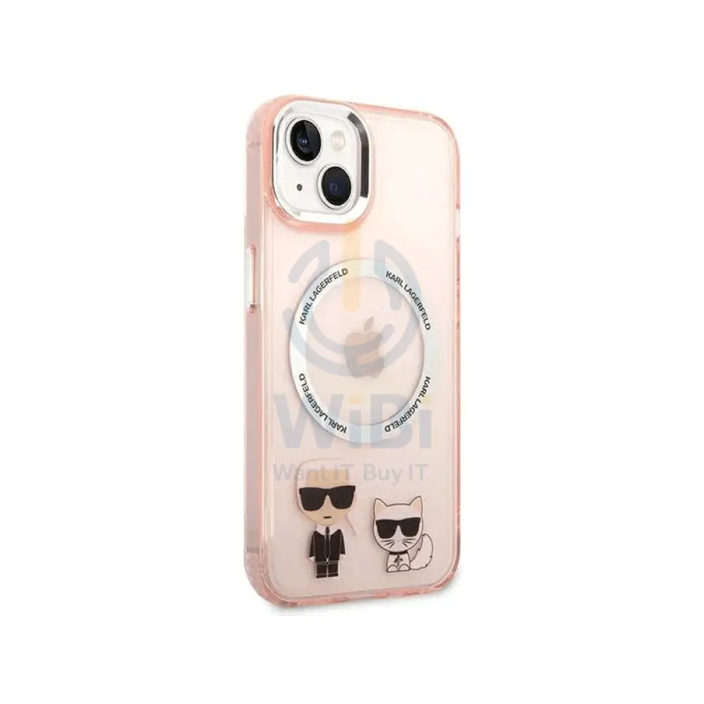 Apple iPhone 14 Plus- Pink Karl Lagerfeld Magsafe PC/TPU Case With Ring Accessories > Mobiles & Tablets > Mobiles
