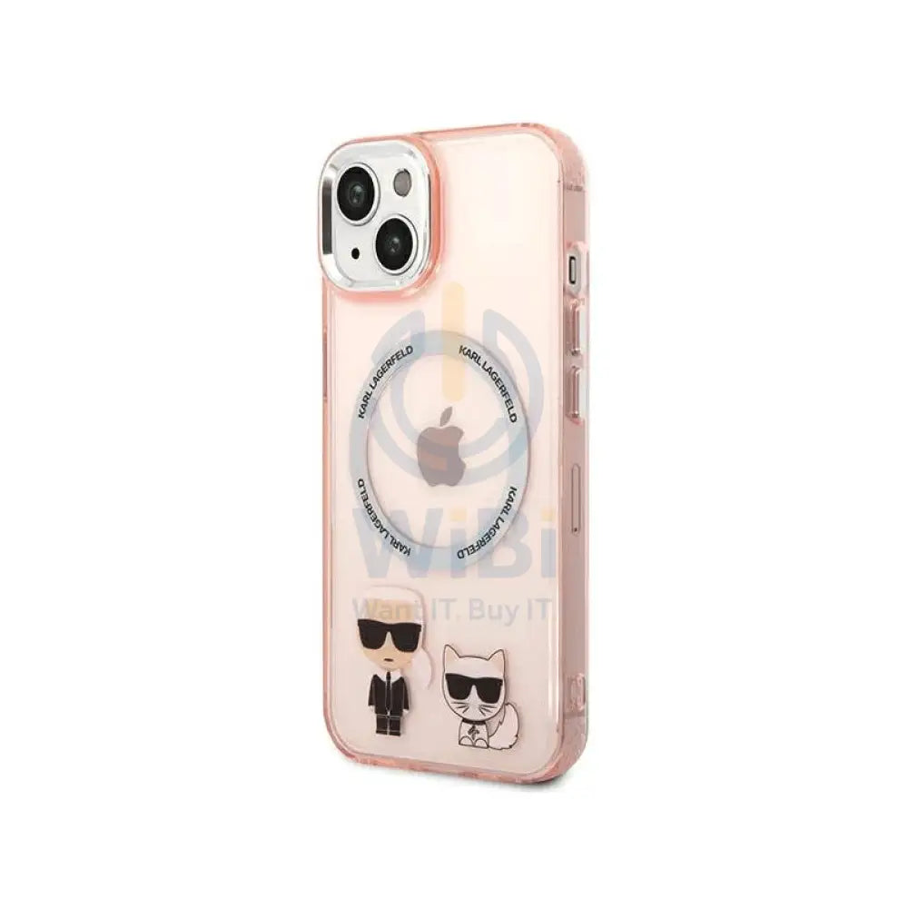Apple iPhone 14 Plus- Pink Karl Lagerfeld Magsafe PC/TPU Case With Ring Accessories > Mobiles & Tablets > Mobiles