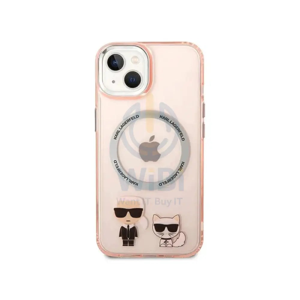 Apple iPhone 14 Plus- Pink Karl Lagerfeld Magsafe PC/TPU Case With Ring Accessories > Mobiles & Tablets > Mobiles