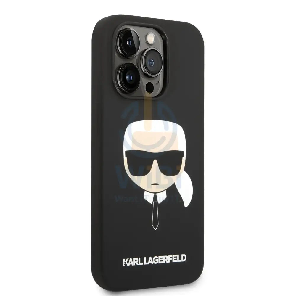 Apple iPhone 14 Pro - Black Karl Lagerfeld Silicone Pink Case Karl Head Logo Accessories > Mobiles & Tablets > Tablets