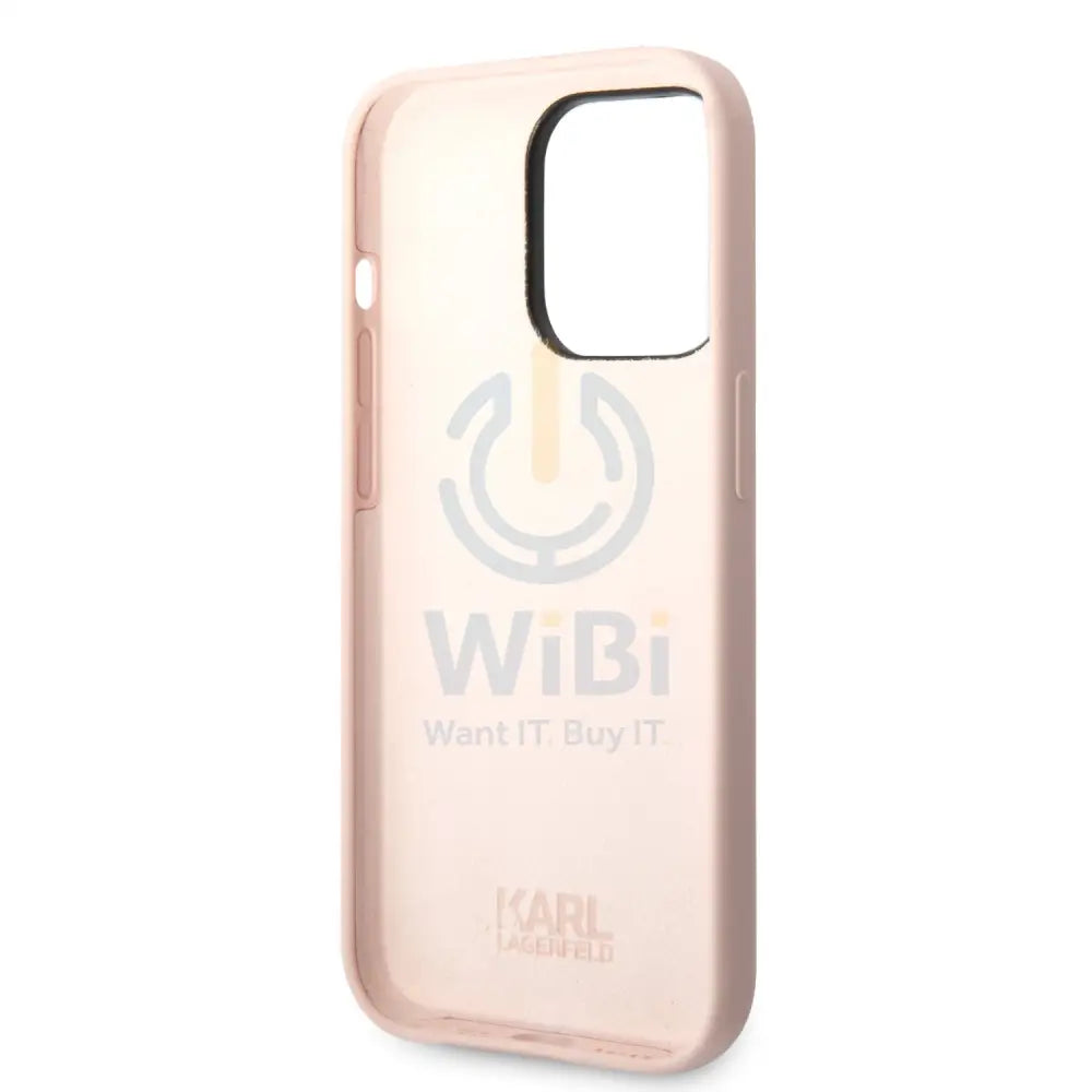 Apple iPhone 14 Pro - Pink Karl Lagerfeld Silicone Pink Case Karl Head Logo Accessories > Mobiles & Tablets > Tablets