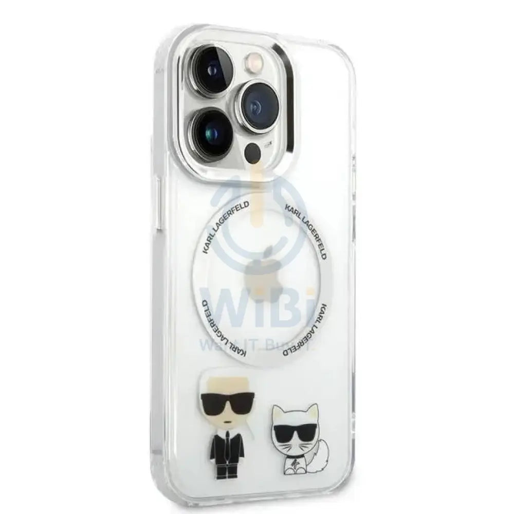 Apple iPhone 14 Pro - Silver Karl Lagerfeld Magsafe PC/TPU Case With Ring Accessories > Mobiles & Tablets > Mobiles