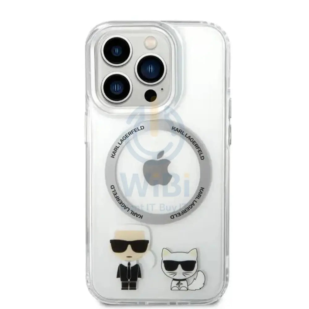 Apple iPhone 14 Pro - Silver Karl Lagerfeld Magsafe PC/TPU Case With Ring Accessories > Mobiles & Tablets > Mobiles