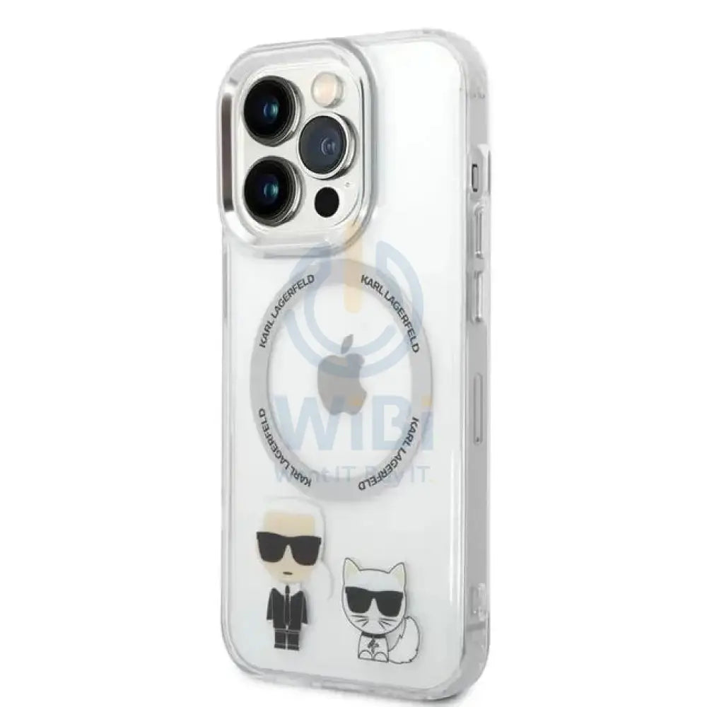 Apple iPhone 14 Pro - Silver Karl Lagerfeld Magsafe PC/TPU Case With Ring Accessories > Mobiles & Tablets > Mobiles