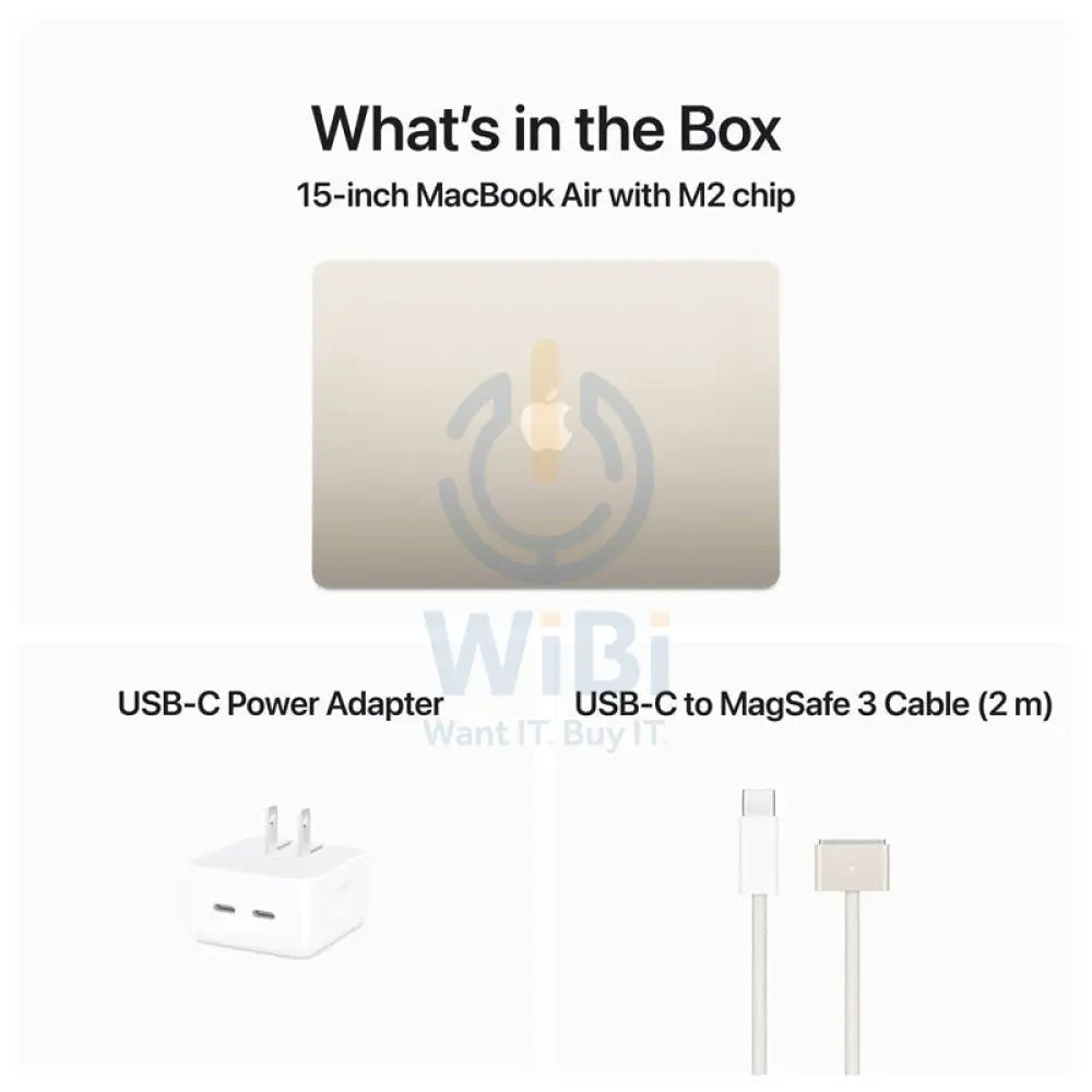Apple MacBook Air - 15’’ / M2 / 8-Core CPU / 10-Core GPU / 16GB RAM / 512GB SSD / Arb/Eng / Starlight / 1YW Laptops