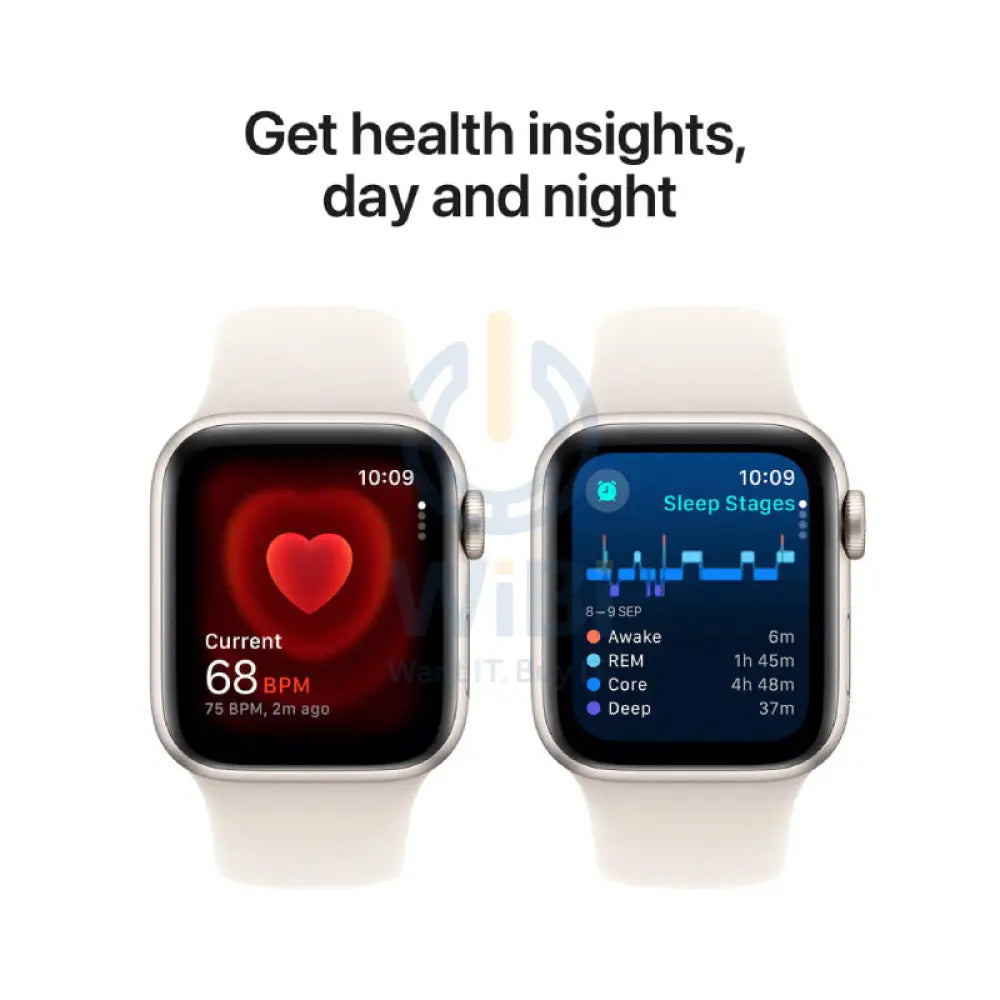 Apple Watch SE (2nd Gen) with Sport Band - LTPO OLED / 44mm / Medium/Large / Bluetooth / Wi-Fi / Starlight Smart Watches