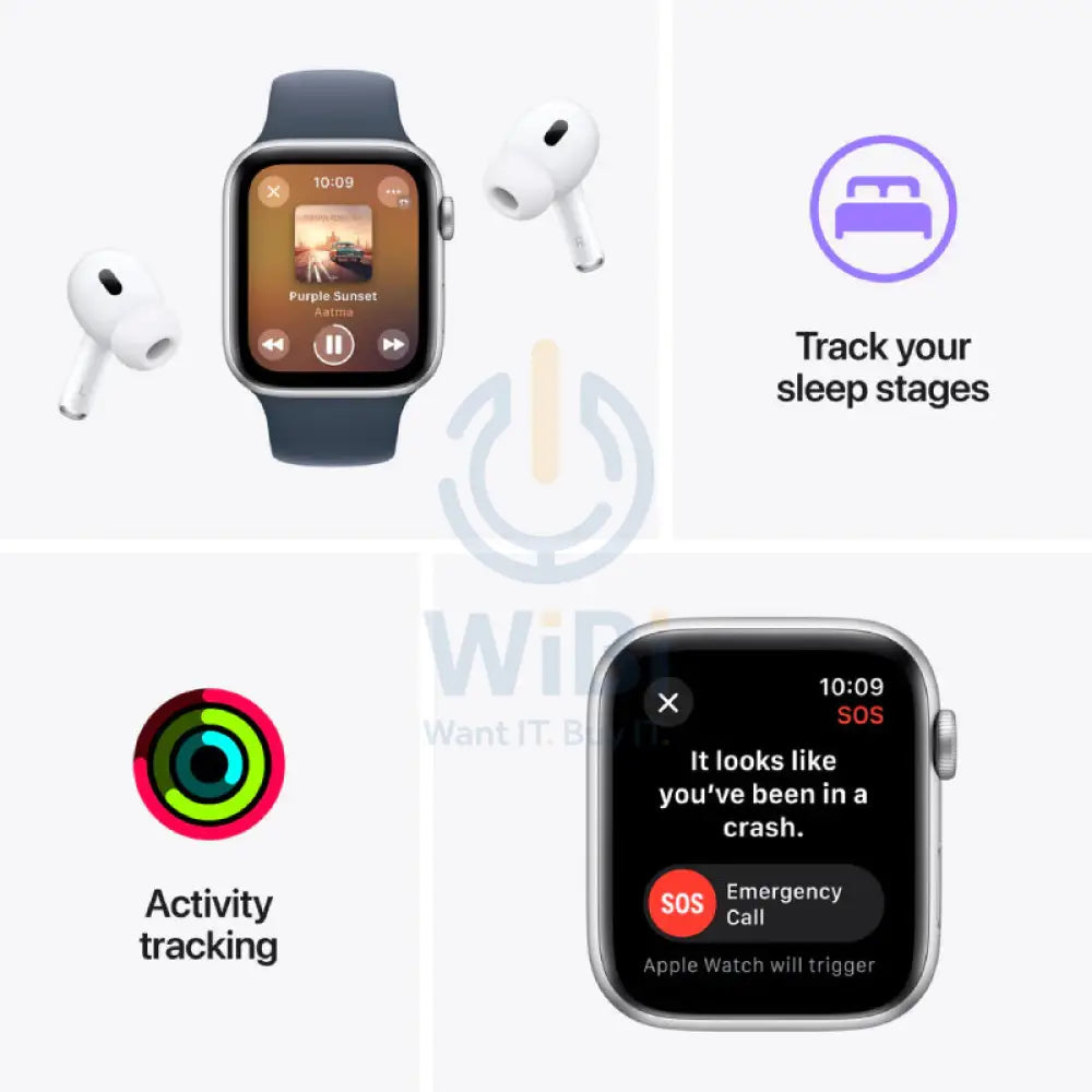 Apple Watch SE (2nd Gen) with Sport Band - LTPO OLED / 44mm / Medium/Large / Bluetooth / Wi-Fi / Storm Blue Smart