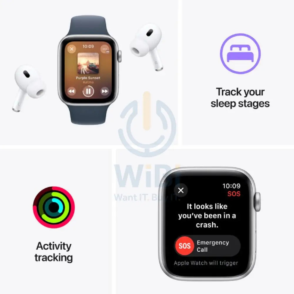 Apple Watch SE (2nd Gen) with Sport Band - LTPO OLED / 44mm / Small/Medium / Bluetooth / Wi-Fi / Midnight Smart Watches