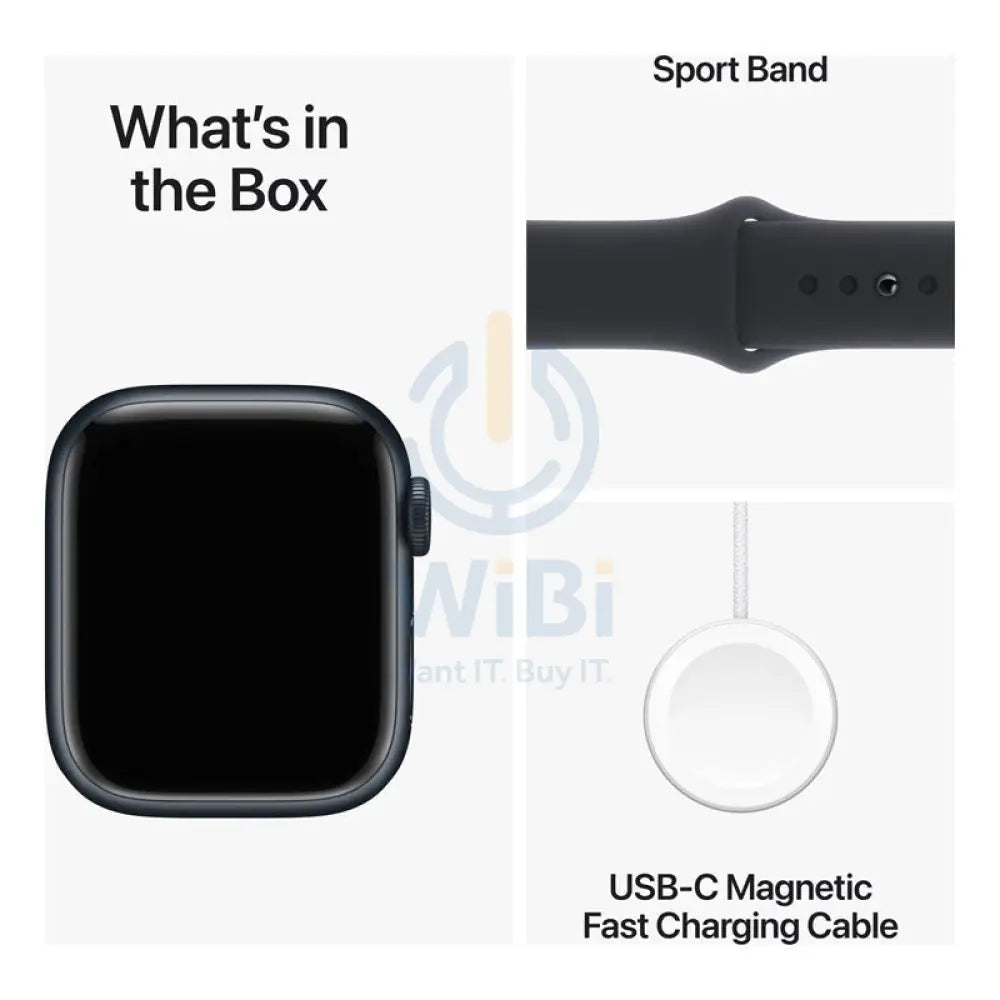Apple Watch Series 9 with Sport Band - LTPO OLED / 64GB / 41mm / Small/Medium / Bluetooth / Wi-Fi / Midnight Smart