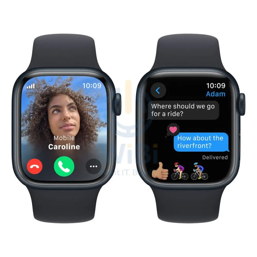 ابل ساعة الإصدار 9 مع الرياضة باند - LTPO OLED / 64 جيجابايت / 45 مم / متوسط/ كبير / بلوتوث / واي-فاي / ميدنايت ذكي