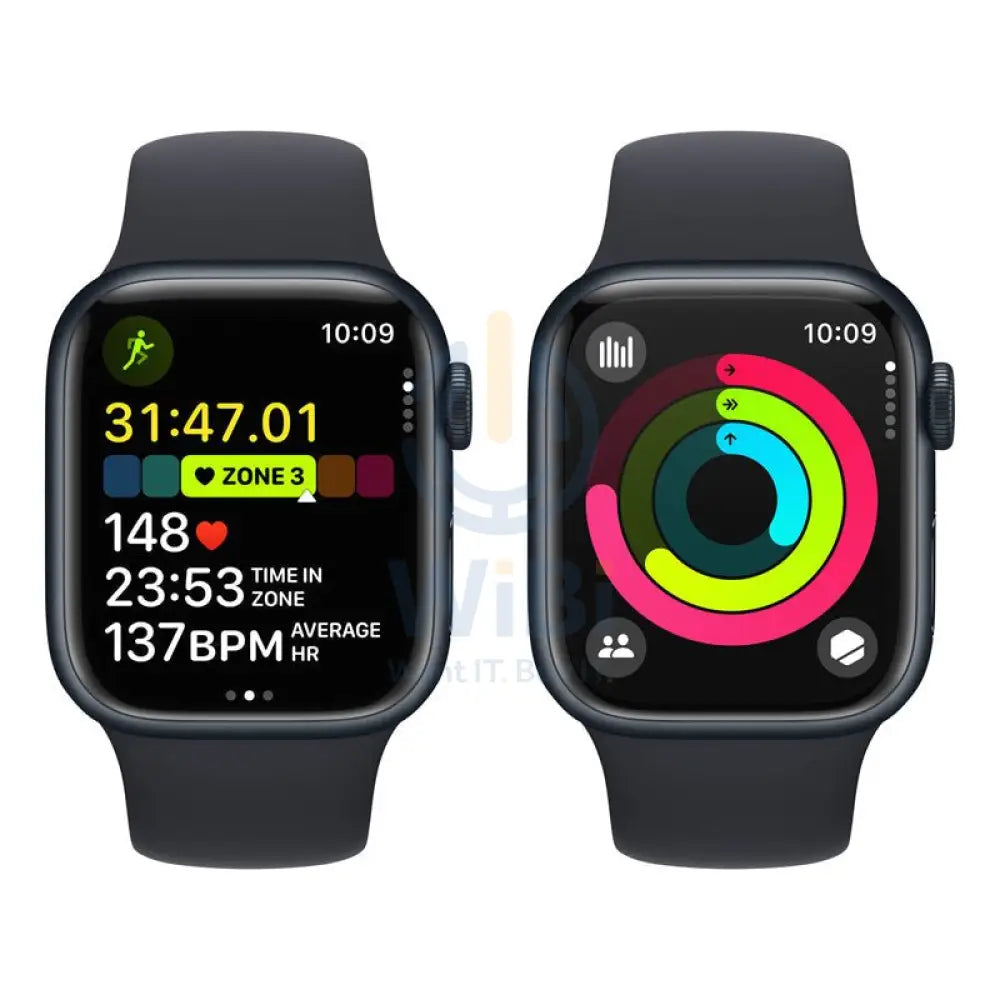 Apple Watch Series 9 with Sport Band - LTPO OLED / 64GB / 45mm / Medium/Large / Bluetooth / Wi-Fi / Midnight Smart