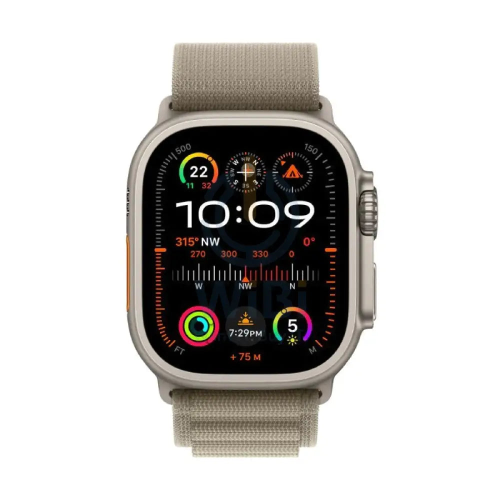 ابل ساعة ألترا 2 - LTPO OLED / 64 جيجابايت / 49 مم / بلوتوث / بلوتوث واي-فاي خلوي / كبير / زيتوني ألبين ذكي