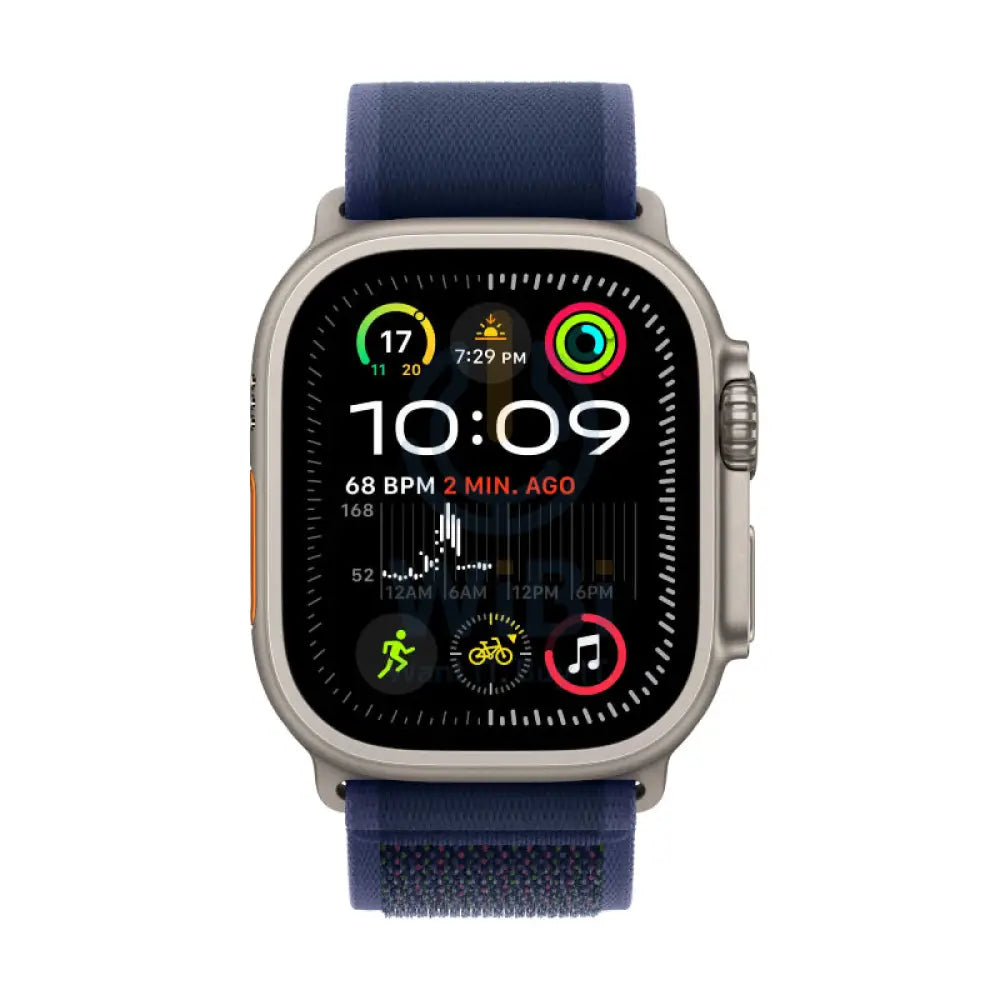 ابل ساعة ألترا 2 - LTPO OLED / 64 جيجابايت / 49 مم / بلوتوث / بلوتوث واي-فاي / خلوي / متوسط/ كبير تيتانيوم طبيعي طبيعي / أزرق