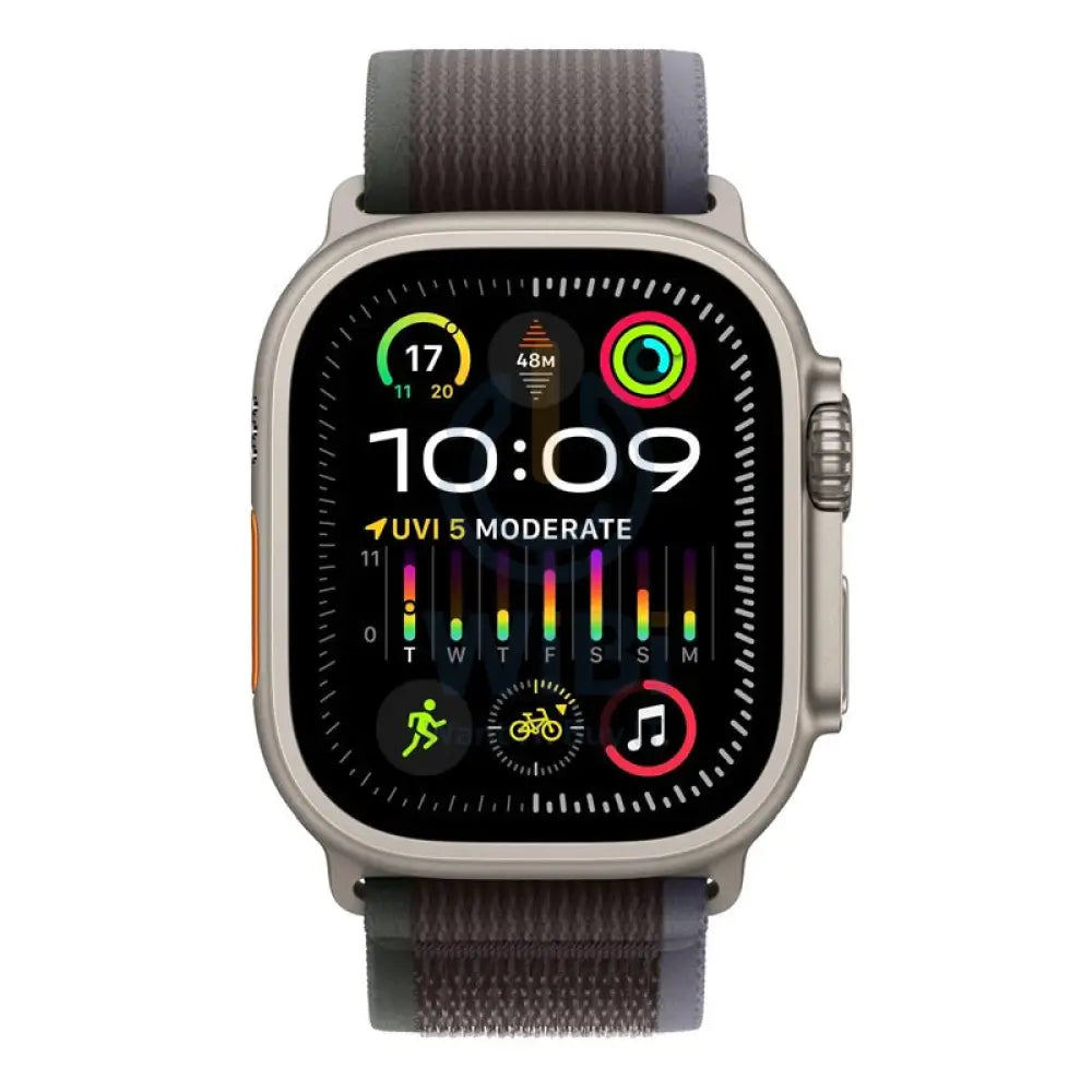 ابل ساعة ألترا 2 - LTPO OLED / 64 جيجابايت / 49 مم / بلوتوث / بلوتوث واي-فاي خلوي / صغير/متوسط / تيتانيوم أسود تريل