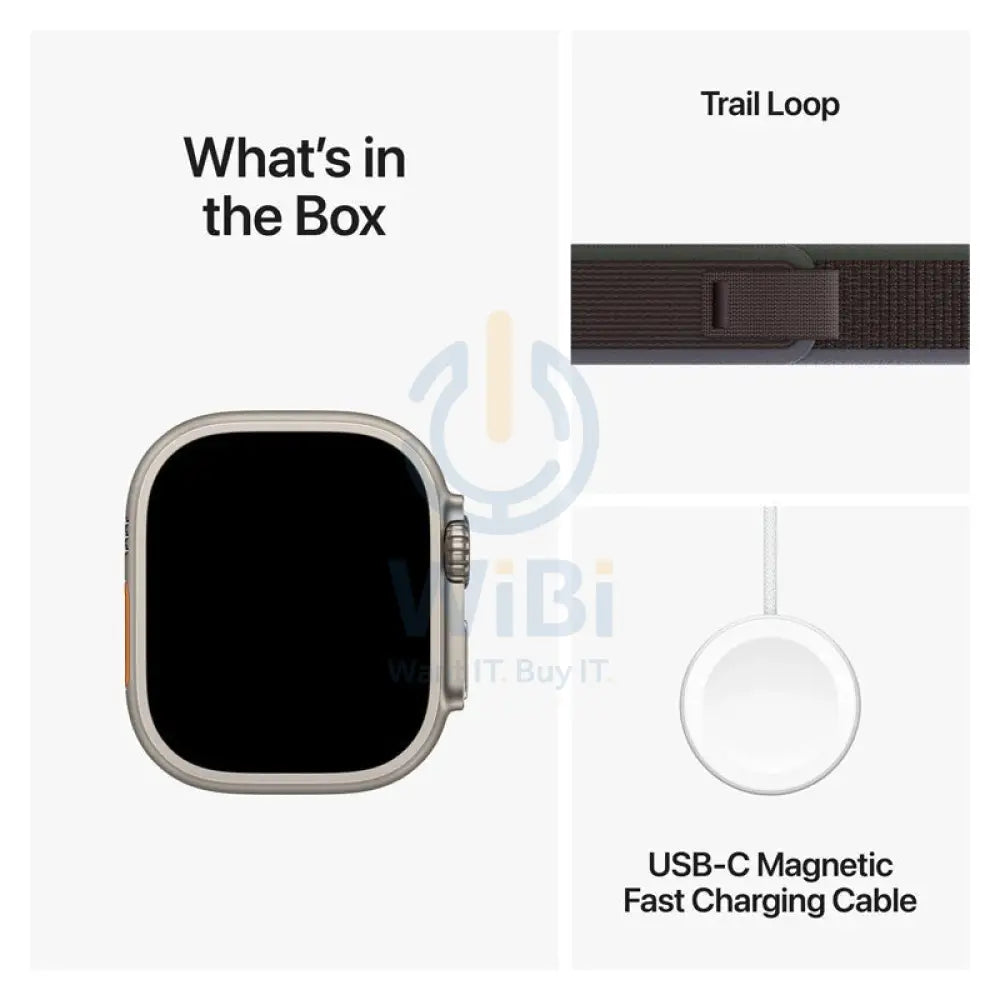 ابل ساعة ألترا 2 - LTPO OLED / 64 جيجابايت / 49 مم / بلوتوث / بلوتوث واي-فاي خلوي / صغير/متوسط / تيتانيوم أسود تريل