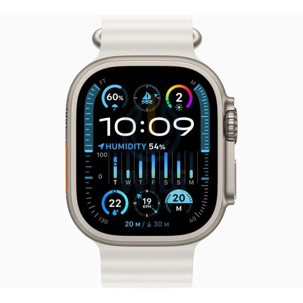 ابل ساعة ألترا 2 - LTPO OLED / 64 جيجابايت / 49 مم / بلوتوث / واي-فاي / خلوي / تيتانيوم أبيض يذكي ساعات