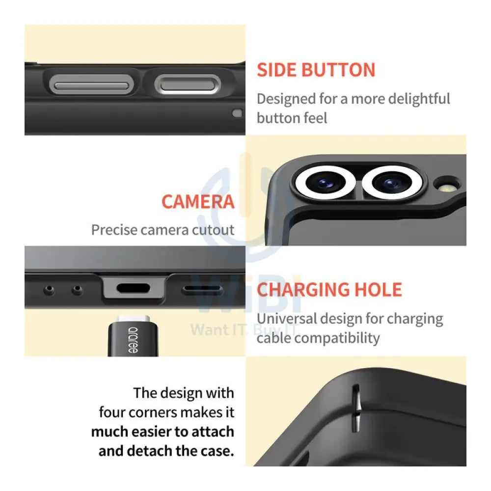Araree Aero Flex Case With Finger Ring Holder - Samsung Galaxy Z Flip 6 / Black Accessories > Mobiles & Tablets >