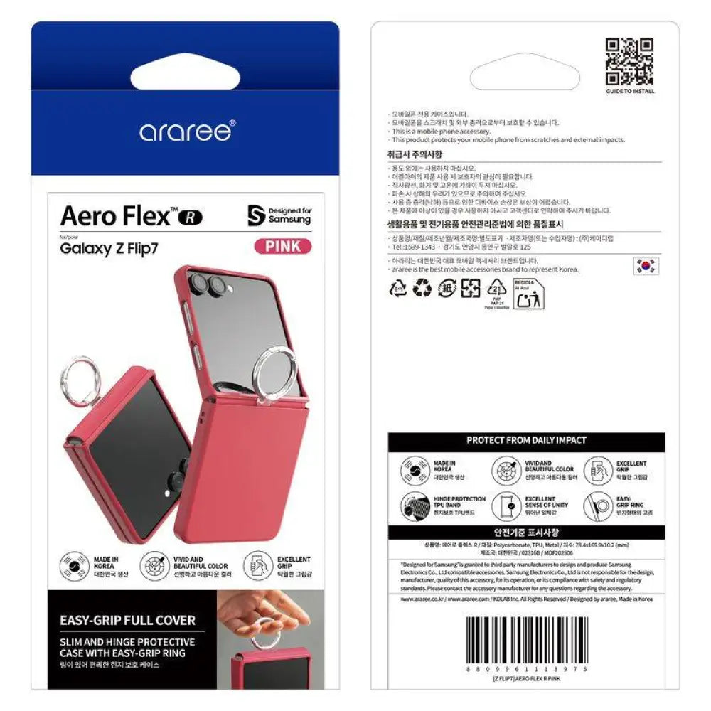 Araree Aero Flex Case With Finger Ring Holder - Samsung Galaxy Z Flip 7 / Pink Accessories > Mobiles & Tablets >