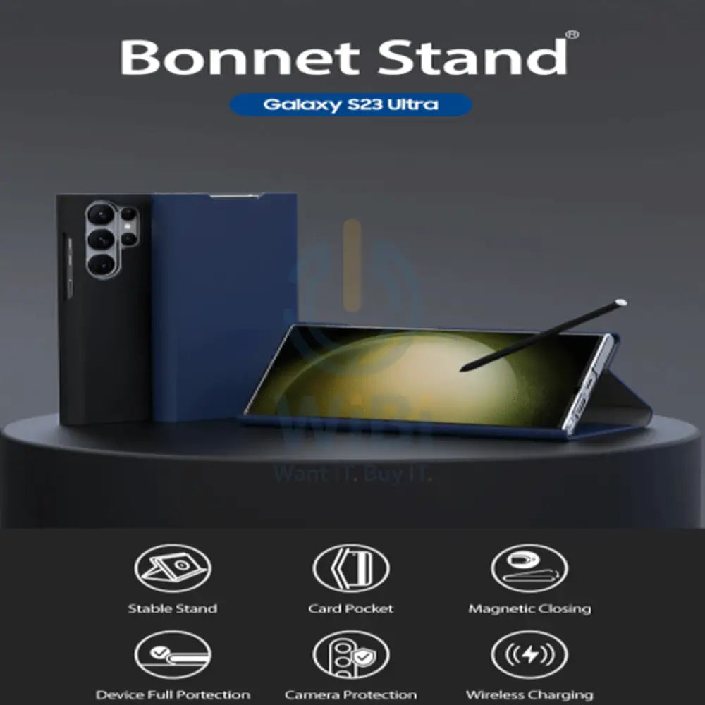 Araree Bonnet Dairy Stand wallet Case For Samsung Galaxy S23 Ultra - Black Accessories > Mobiles & Tablets