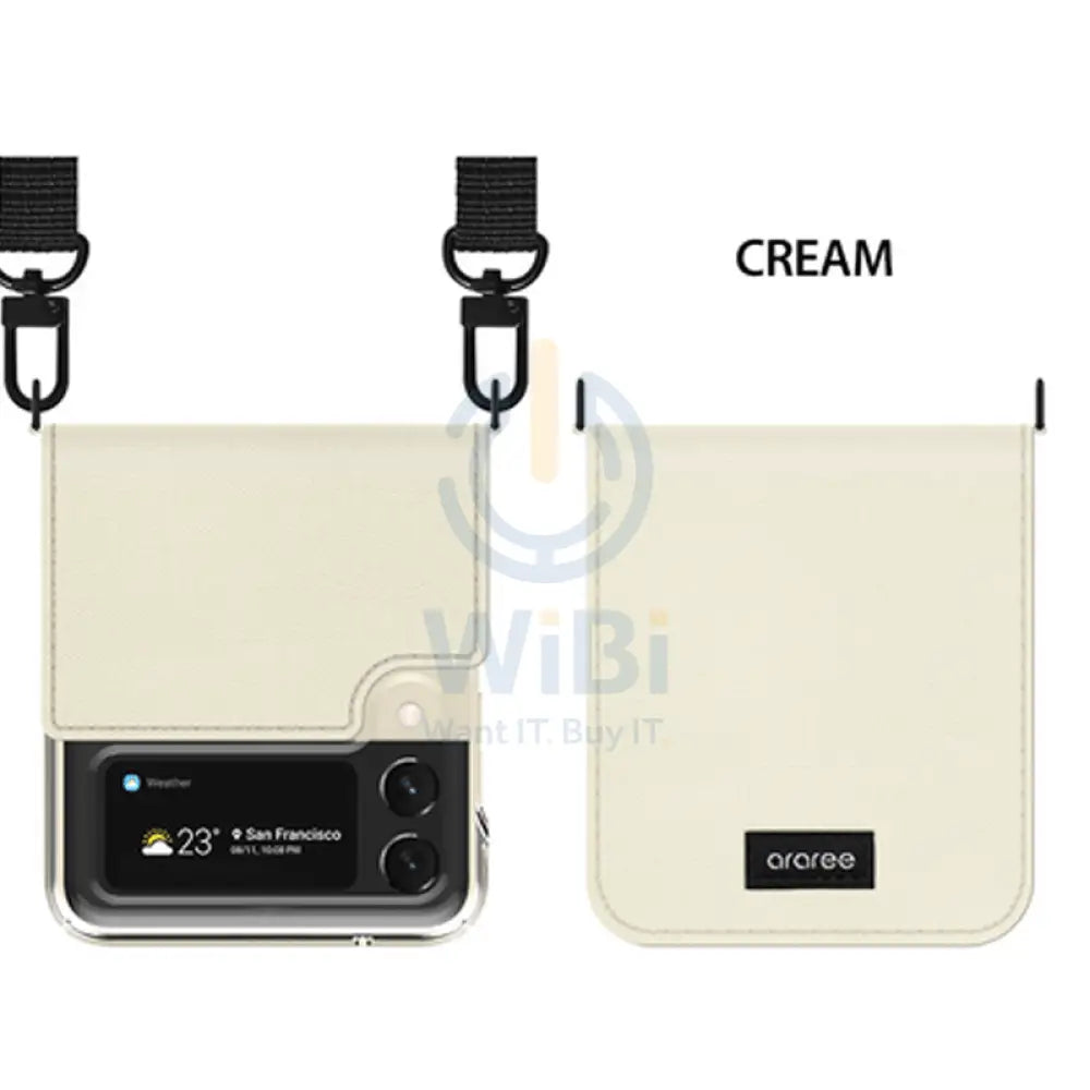 Araree Canvas Diary Case For Z Flip 4 - Ivory Accessories > Mobiles & Tablets
