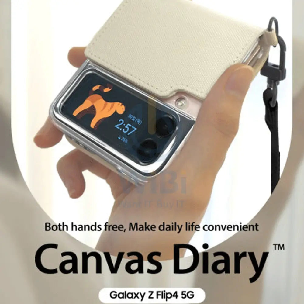 Araree Canvas Diary Case For Z Flip 4 - Ivory Accessories > Mobiles & Tablets