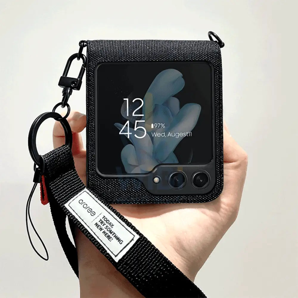 Araree Canvas Diary Flip Case - Samsung Galaxy Z Flip 5 / Black Accessories > Mobiles & Tablets > Mobiles > Covers &