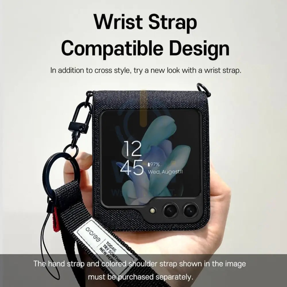 Araree Canvas Diary Flip Case - Samsung Galaxy Z Flip 5 / Black Accessories > Mobiles & Tablets > Mobiles > Covers &
