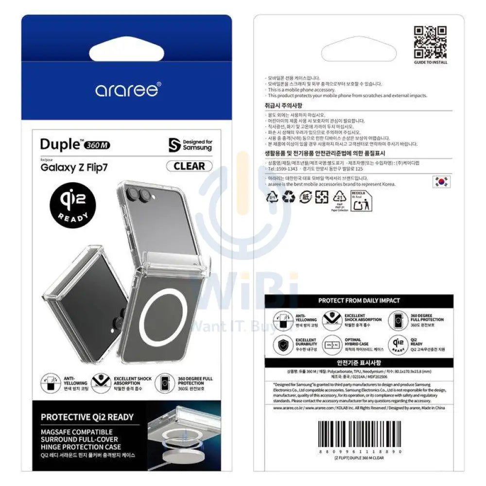 Araree Duple 360 Magsafe With Hinge Protection Case - Samsung Galaxy Z Flip 7 / Clear Accessories > Mobiles & Tablets >