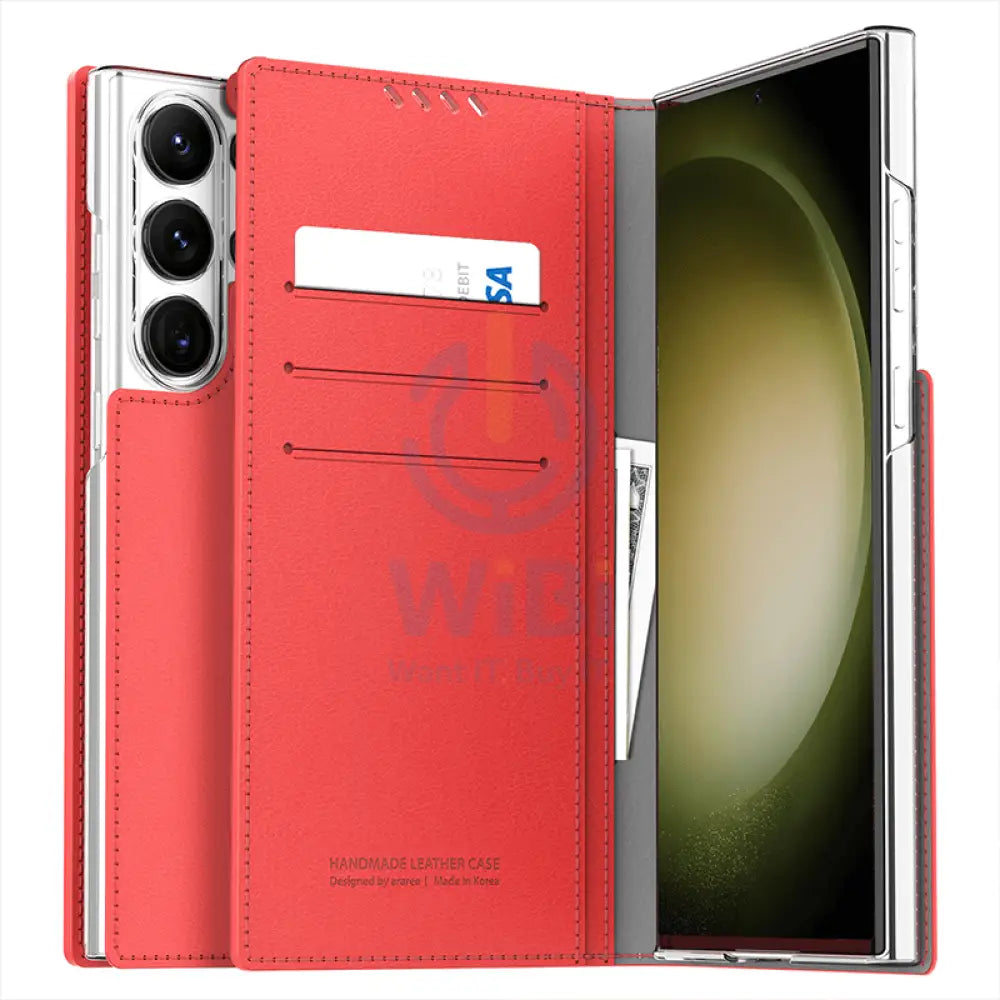 Araree Mustang Dairy Wallet Case For Samsung Galaxy S23 Ultra - Tangerine Red Accessories > Mobiles & Tablets