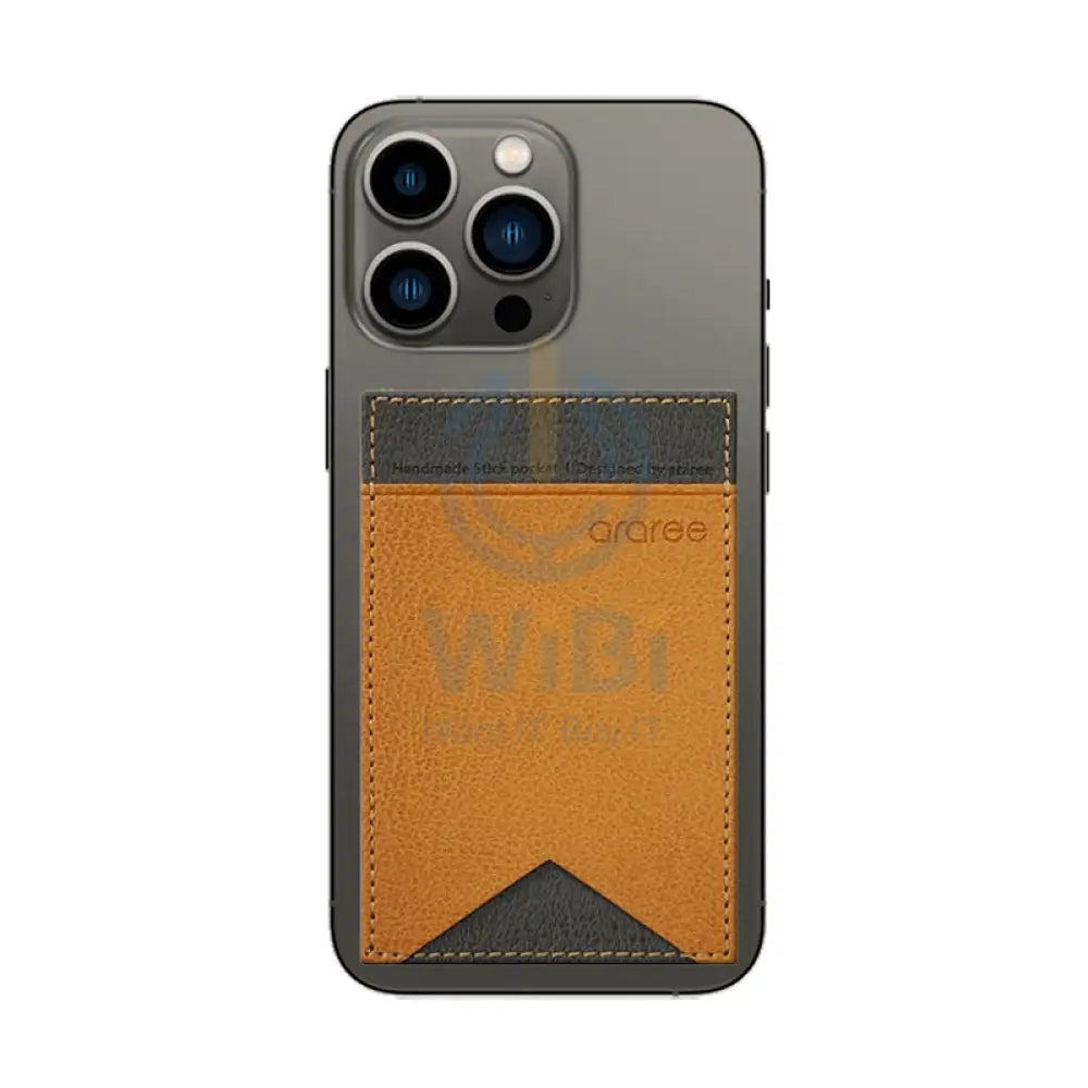 Araree Stick Pocket Leather Card Holder - Saddle Brown Accessories > Mobiles & Tablets > Mobiles > Covers & Cases