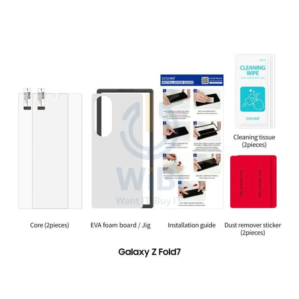 Araree Subcore Front Screen Protector Tempered Glass (2Pc) - Samsung Galaxy Z Fold 7 / Clear Accessories > Mobiles &