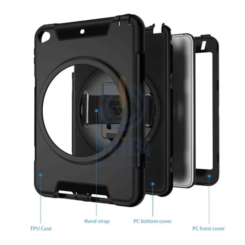 Armor-X Rainproof Military Grade Rugged Case For iPad Mini 5 & 4 With Hand Strap & Kick-Stand - Black Accessories >